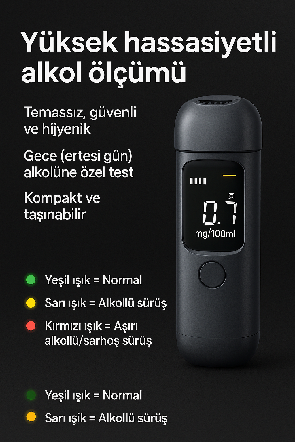Alkol test cihazı, sarhoş araç kullanma dedektörü, darbeli trafik alkol ölçer, özel yüksek hassasiyetli ölçüm cihazı, alkol test cihazı
