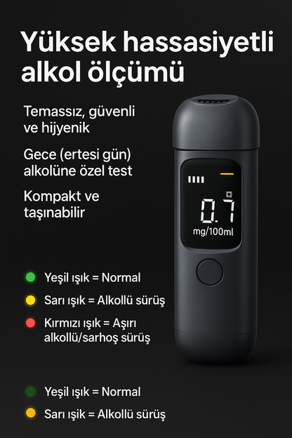 Alkol test cihazı, sarhoş araç kullanma dedektörü, darbeli trafik alkol ölçer, özel yüksek hassasiyetli ölçüm cihazı, alkol test cihazı